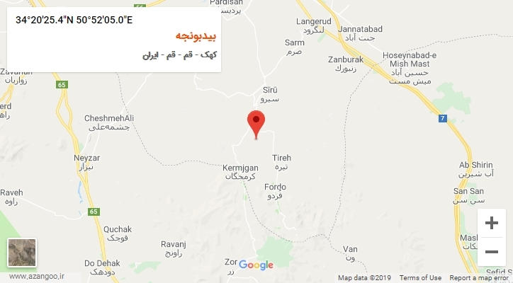 روستای بیدبونجه بر روی نقشه