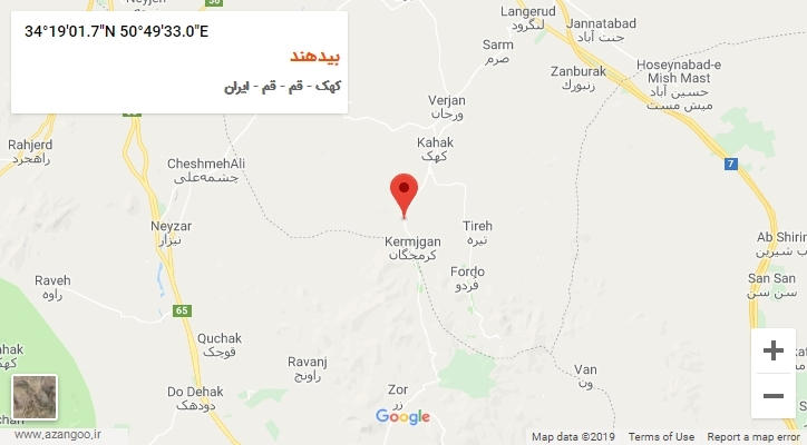 روستای بیدهند بر روی نقشه