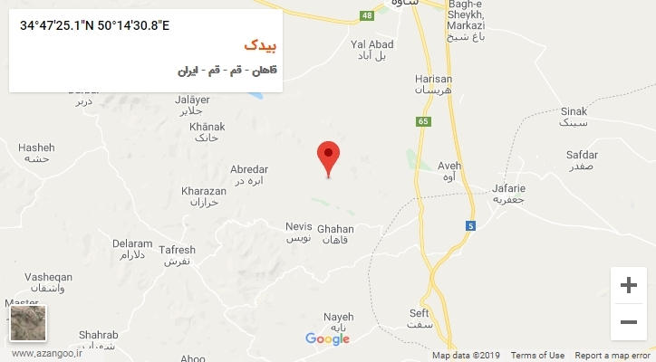 روستای بیدک بر روی نقشه