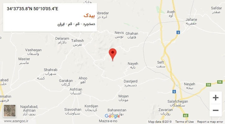 روستای بیدک بر روی نقشه