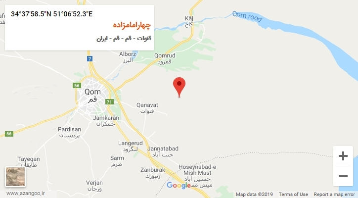 روستای چهارامامزاده بر روی نقشه