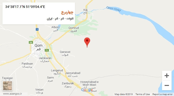 روستای چهاربرج بر روی نقشه