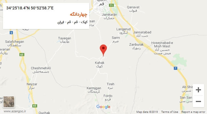 روستای چهاردانگه بر روی نقشه