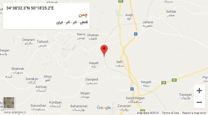 روستای چمن بر روی نقشه