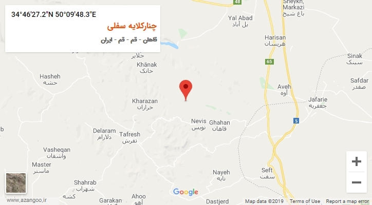 روستای چنارکلایه سفلی بر روی نقشه