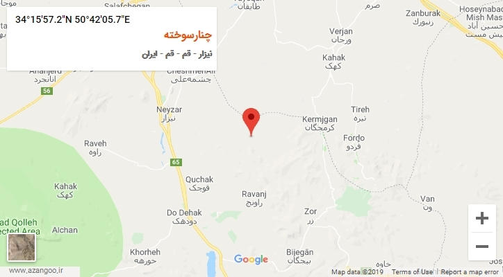 روستای چنارسوخته بر روی نقشه
