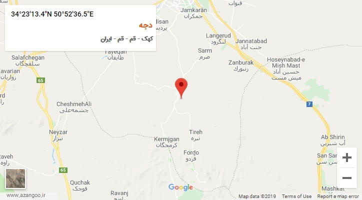 روستای دجه بر روی نقشه