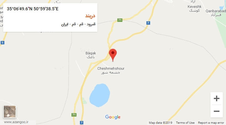 روستای دربند بر روی نقشه