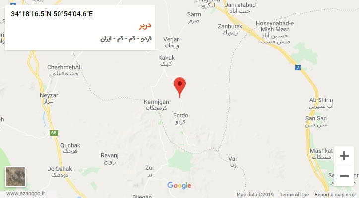 روستای دربر بر روی نقشه