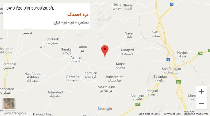 روستای دره احمدک بر روی نقشه