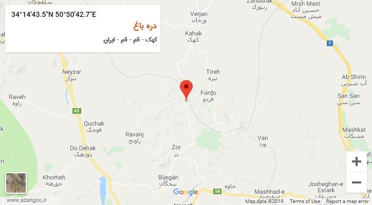 روستای دره باغ بر روی نقشه