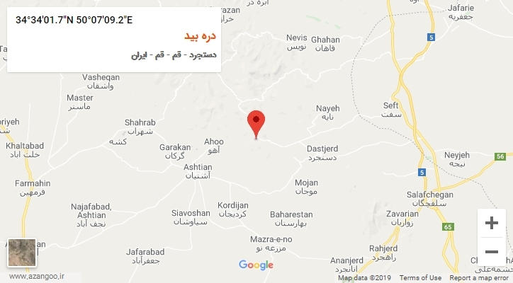 روستای دره بید بر روی نقشه