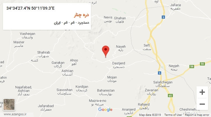 روستای دره چنار بر روی نقشه
