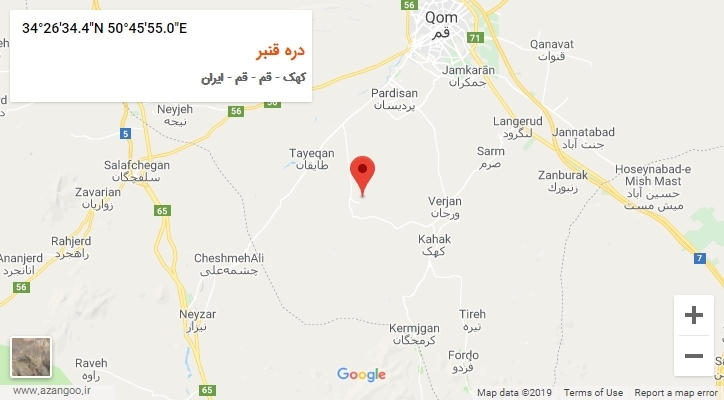 روستای دره قنبر بر روی نقشه