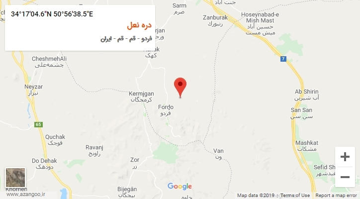 روستای دره نعل بر روی نقشه