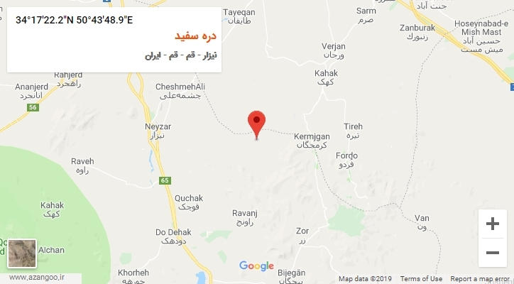 روستای دره سفید بر روی نقشه