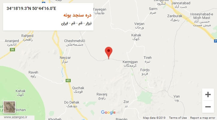 روستای دره سنجد بونه بر روی نقشه