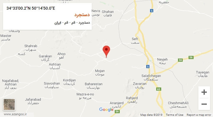 روستای دستجرد بر روی نقشه