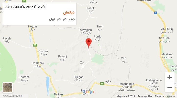روستای دیاغش بر روی نقشه