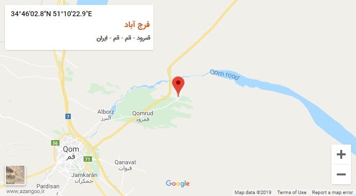 روستای فرج آباد بر روی نقشه