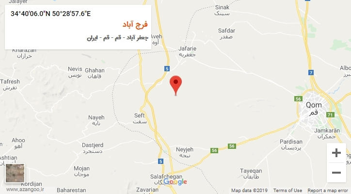 روستای فرج آباد بر روی نقشه