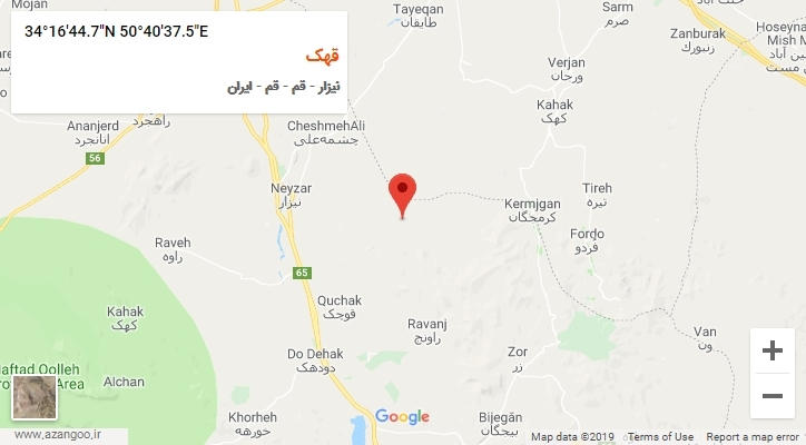 روستای قهک بر روی نقشه