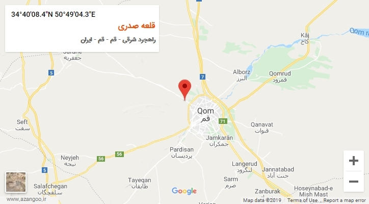 روستای قلعه صدری بر روی نقشه