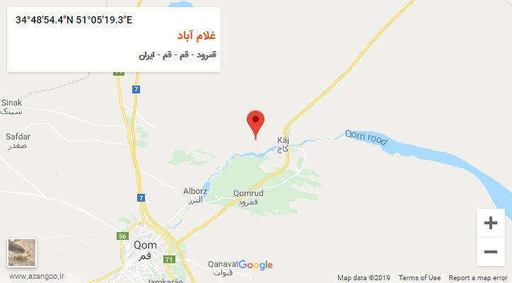 روستای غلام آباد بر روی نقشه