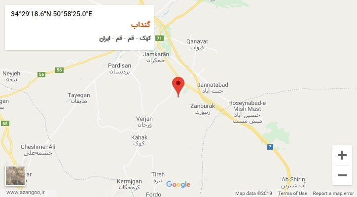 روستای گنداب بر روی نقشه