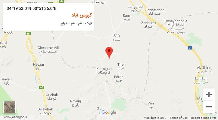 روستای گروس آباد بر روی نقشه