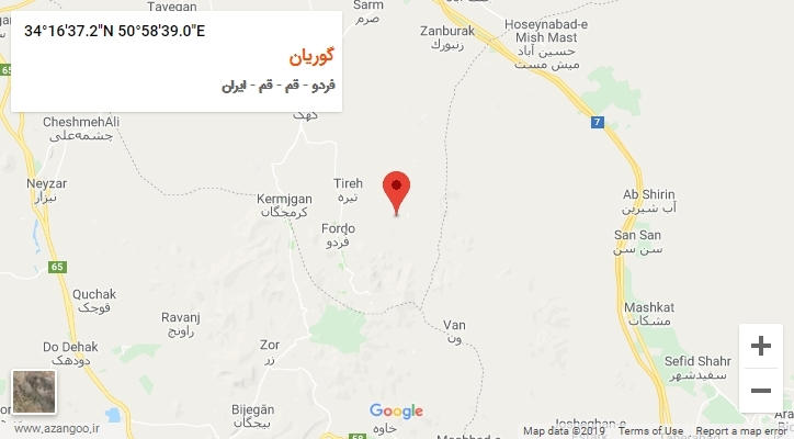 روستای گوریان بر روی نقشه