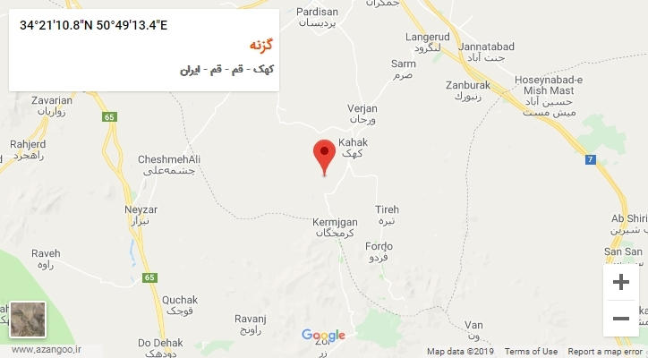 روستای گزنه بر روی نقشه