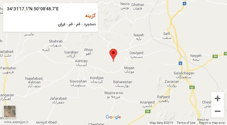 روستای گزینه بر روی نقشه
