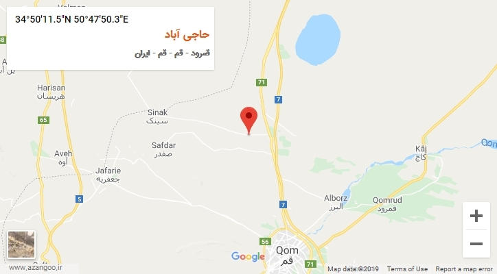 روستای حاجی آباد بر روی نقشه
