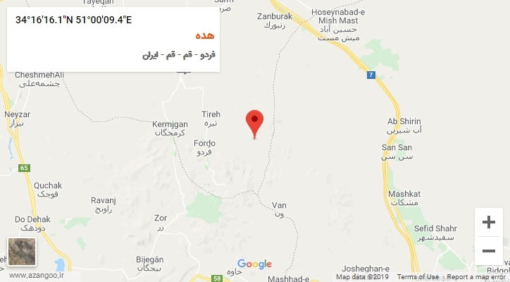 روستای هده بر روی نقشه