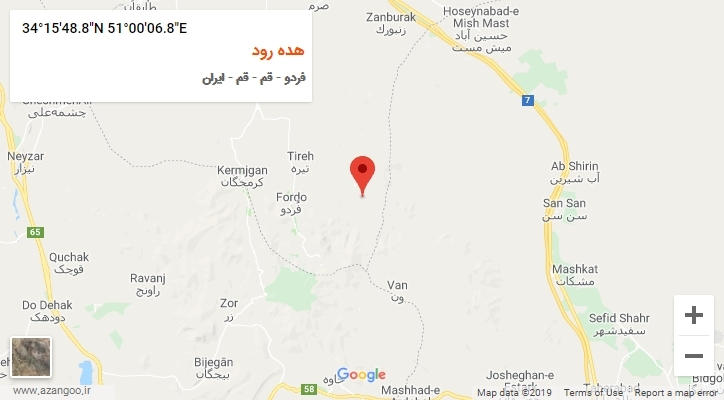 روستای هده رود بر روی نقشه