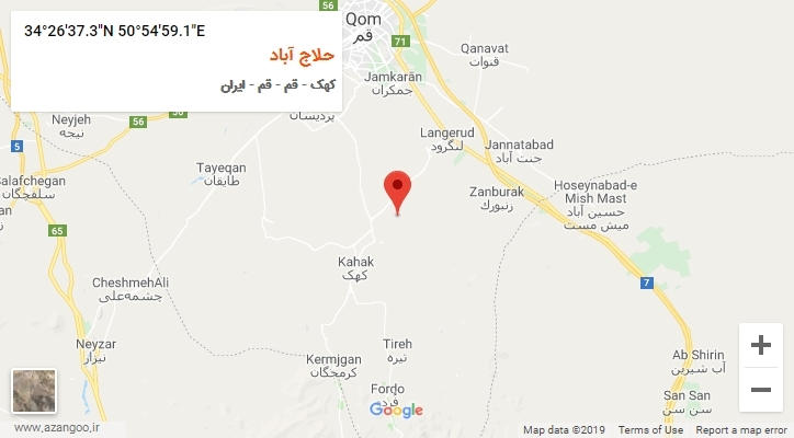 روستای حلاج آباد بر روی نقشه