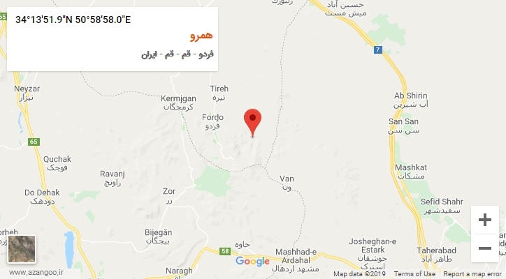 روستای همرو بر روی نقشه