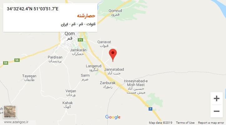 روستای حصارشنه بر روی نقشه