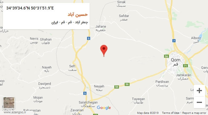 روستای حسین آباد بر روی نقشه
