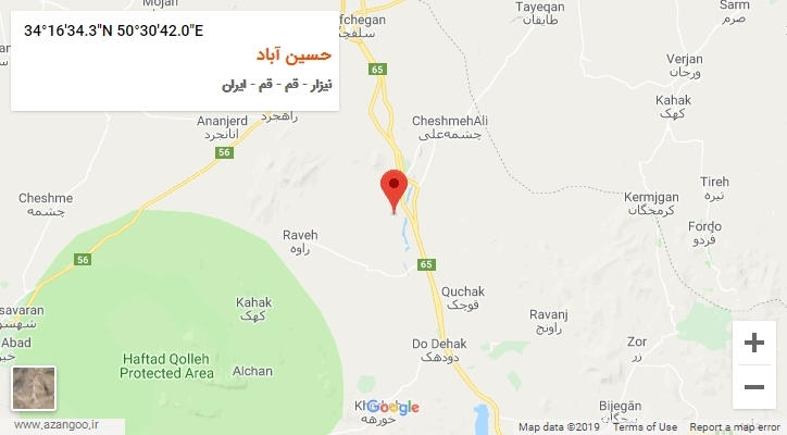 روستای حسین آباد بر روی نقشه
