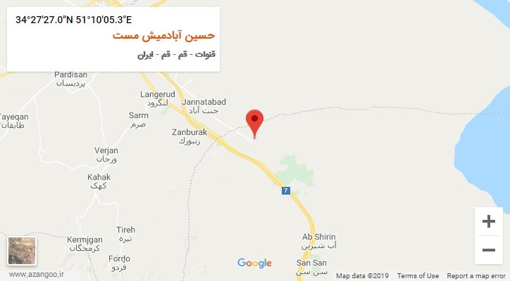 روستای حسین آبادمیش مست بر روی نقشه