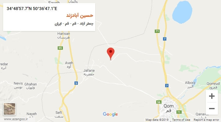 روستای حسین آبادزند بر روی نقشه