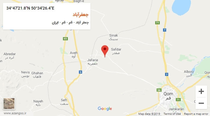 روستای جعفرآباد بر روی نقشه