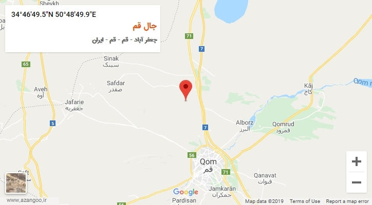 روستای جال قم بر روی نقشه