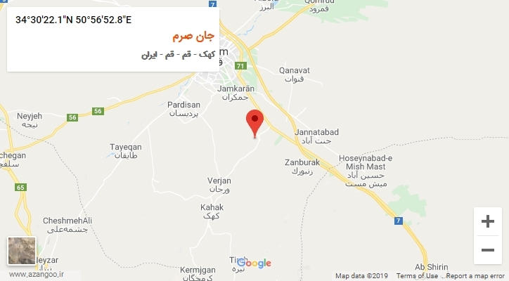 روستای جان صرم بر روی نقشه