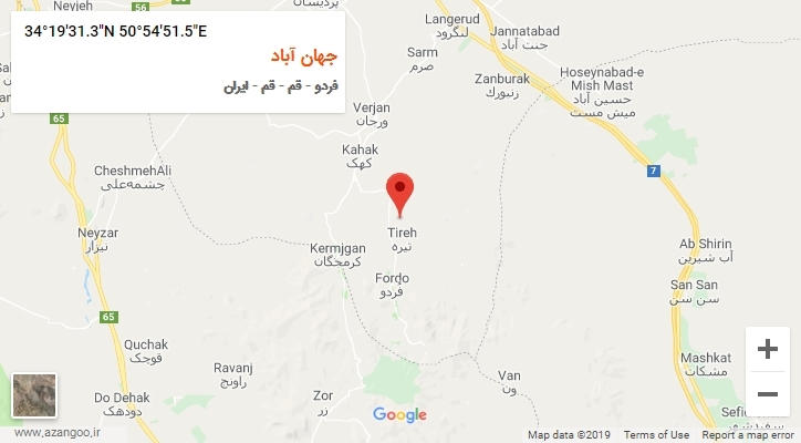 روستای جهان آباد بر روی نقشه
