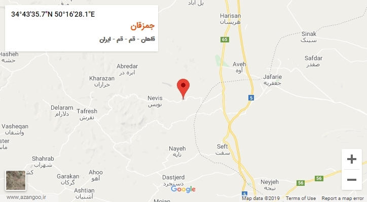 روستای جمزقان بر روی نقشه