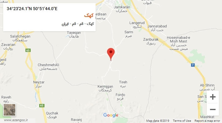 روستای کهک بر روی نقشه