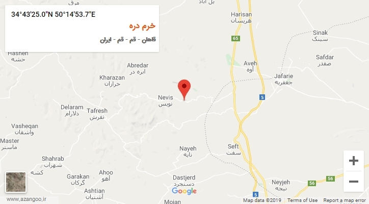 روستای خرم دره بر روی نقشه